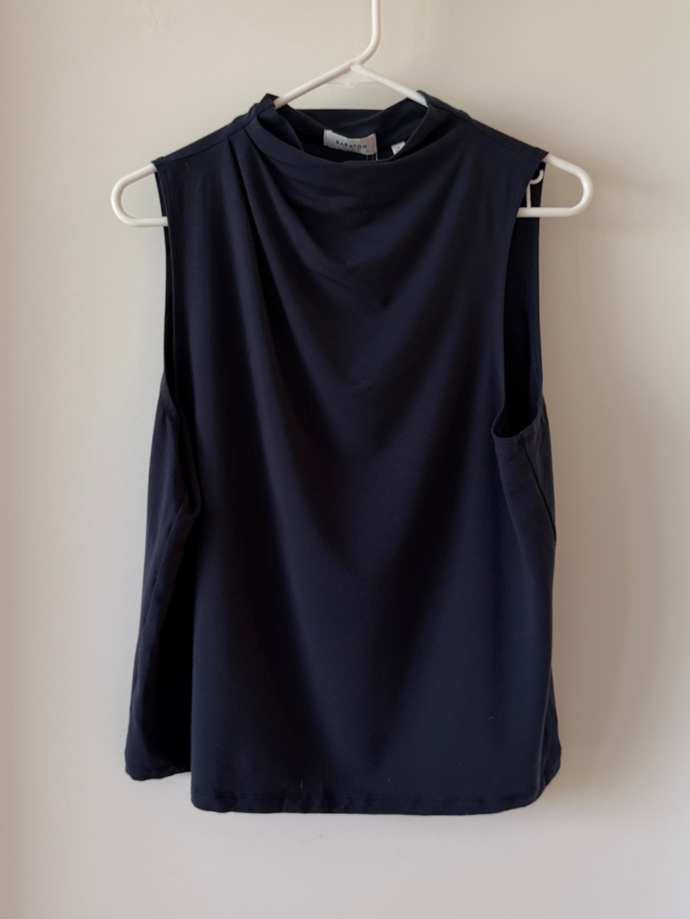 Aritzia Babaton Sleeveless Mock Neck Top in Navy